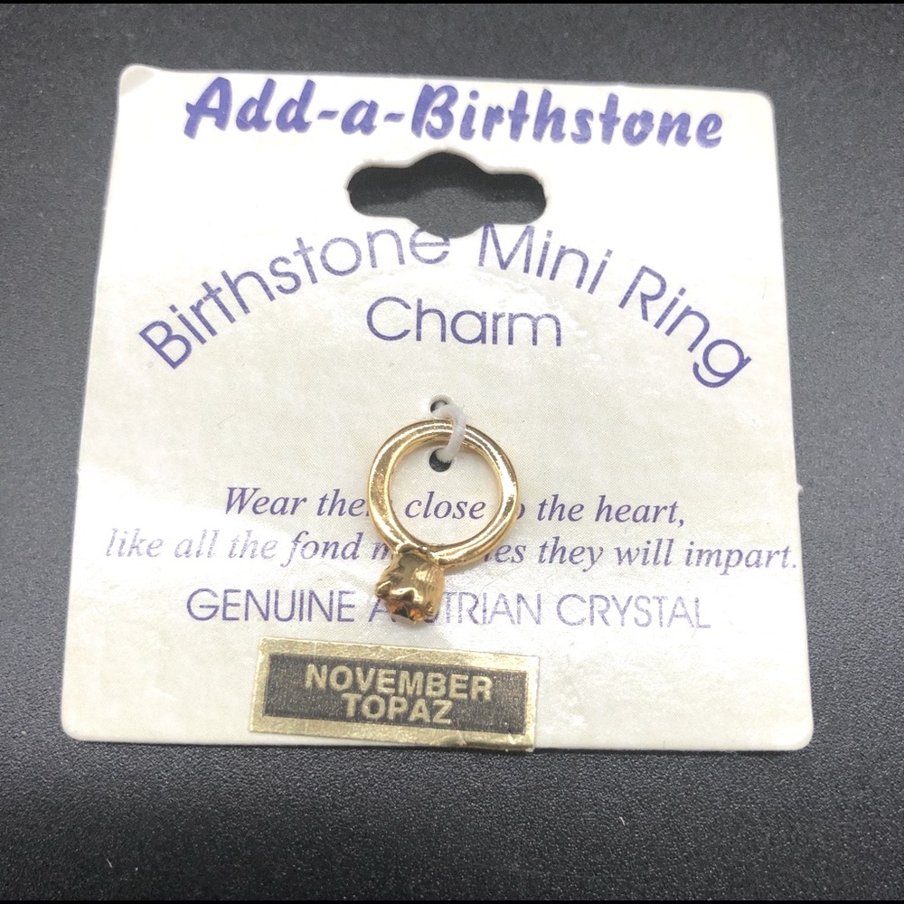 🌸Vintage original card with November birth stone ring charm - necklace ready🌸